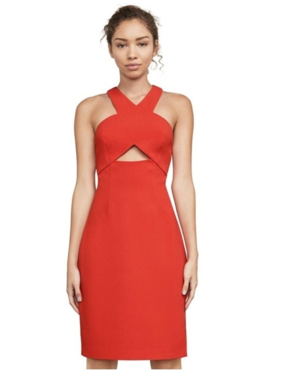 Red Cross-Front Cutout Dress Size 2